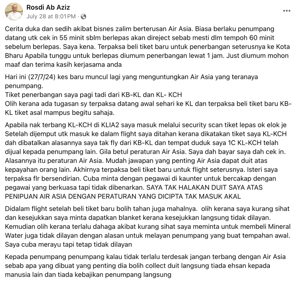 Penumpang Marah Sebab Airline Zalim, Ini Jawapan Abang Captain